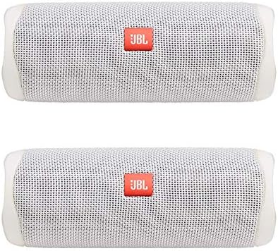 JBL Flip 5 Waterproof Portable Wireless Bluetooth Speaker Bundle - (Pair) White