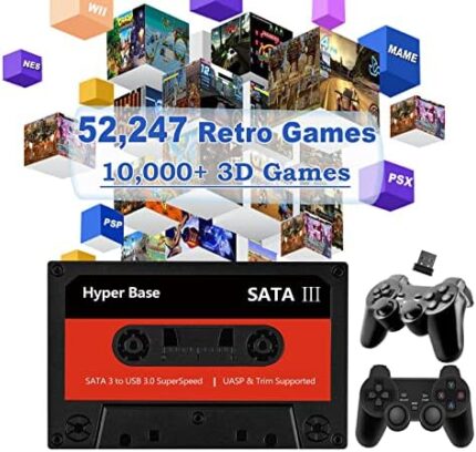 JFamiglia 2TB External Hard Drive Game Consoles Built-in 52,247 Retro Games, Video Game Console Game Drive for Windows PC/Mac, HDD USB 3.0, 84+ Emulator Console, No Duplicates