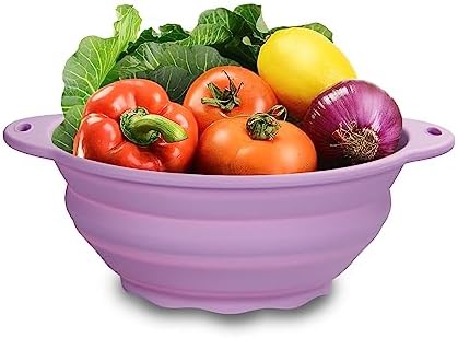 Jovilife Silicone Collapsible Bowl 88oz Large Camping Bowl Outdoor Hiking Travel Silicone Food Storage Container (Light Purple)