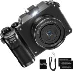 KOMERY 4K Digital Camera for Photography,48MP Vlogging Camera for YouTube,Multi-Filters Point and Shoot Camera,WiFi Travel Camera with Auto Focus,18X Zoom,64G TF Cards,2 Batteries for Beginners-Black