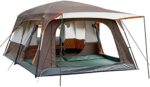 KTT Extra Large Tent 12 Person(Style-B),Family Cabin Tents,2 Rooms,Straight Wall,3 Doors and 3 Windows with Mesh,Waterproof,Double Layer,Big Tent for Outdoor,Picnic,Camping,Family Gathering