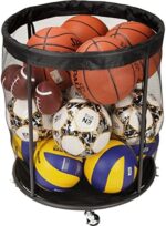 Kingarage Ball Cart, Sports Storage Organizer for Soccer, Basketball, Volleyball, Baseball, Swimming Gear, Toy, 48 Gals Mesh Bag, Holder, Toy Box, Bin, Rolling Basketball Rack Outdoor and Indoor with Wheels Lock