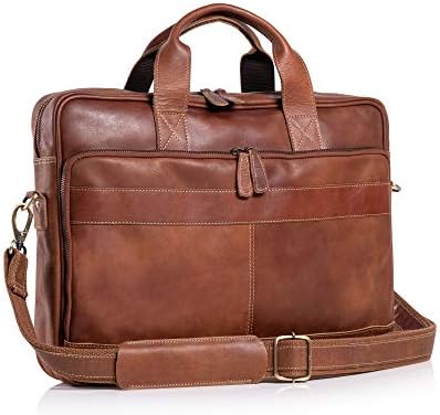 KomalC 16 Inch Leather briefcases Laptop Messenger Bags for Men and Women Best Office School College Satchel Bag