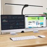 Ksunun Double Head LED Desk Lamp Modern Architect Desk Lamp for Monitor Studio Reading Home Office, 24W Brightest Workbench Lighting-5 Color Modes and 5 Dimmable Eye Protection