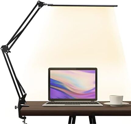 LED Desk Lamp,Eye-Caring Swing Arm Desk Lamp with Clamp,Architect Desk Light,12W Dimmable Table Lamp for Home Office with USB,3 Lighting Modes with 30 Brightness,2022 Newly Upgraded Ultra-Thin Model