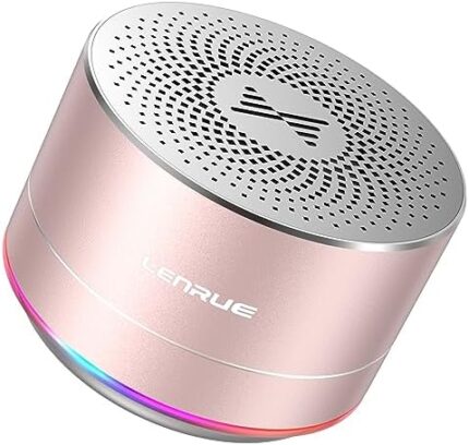 LENRUE A2 Portable Wireless Bluetooth Speaker with Built-in-Mic,Handsfree Call,AUX Line,HD Sound and Bass for iPhone Ipad Android Smartphone and More(Rose Gold)