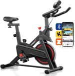 LIJIUJIA Exercise Bike, Stationary Indoor Cycling Bike for Home, Smart Bluetooth Spin bike LCD Monitor & Ipad Holder for Cardio Workout Cycle Bike Fitness Machine with Knee Pads