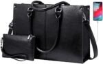 LOVEVOOK Laptop Bag for Women, 15.6 inch Laptop Tote Work Bags with USB Charging Port, Vintage Leather Computer Bag