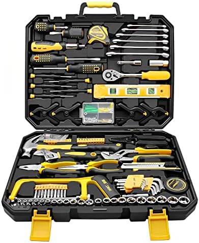 Liakai 168 Piece Socket Wrench Auto Repair Tool Combination Package Mixed Tool Set Hand Tool Kit with Plastic Toolbox Storage Case