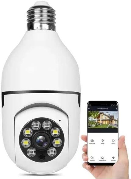 Ls Electronics- Wireless Light Bulb WiFi Security Camera, Indoor and Outdoor, 1080p, Flood Light, Motion Detection,360 Degrees, Rotates and Tilts, Two Way Audio, Easy to Install, Easy App Setup.
