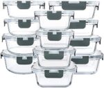 M MCIRCO 24-Piece Glass Food Storage Containers with Upgraded Snap Locking Lids,Glass Meal Prep Containers Set - Airtight Lunch Containers, Microwave, Oven, Freezer and Dishwasher