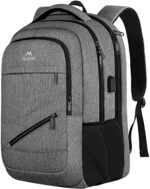 MATEIN Travel Laptop Backpack,TSA Large Travel Backpack for Women Men, 17 Inch Business Flight Approved Carry On Backpack with USB Charger Port and Luggage Sleeve, Durable College Rucksack, Grey