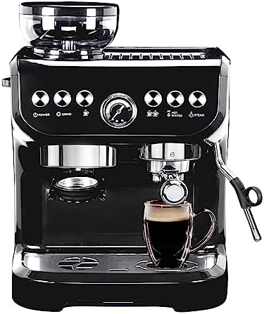 MIROX Barista Espresso Coffee Maker Machine With Grinder Electric For Home Use, Coffee Maker Cappuccino Machine With Milk Frother Latte Macchiato Cuppuccino Machine 2000ML Water Tank, 1450w