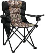 MaiuFun Oversized Camping Chair Folding Heavy Duty Quad Outdoor Large Lawn Chairs Portable Support 400 lbs Padded Thicken Oxford with Armrests, Storage Bag, Cup Holder, Carry Bag for Outside(Camo)