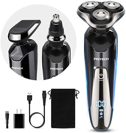 Mens Electric Cordless Razor for Men Face Shaver Rechargeable for Shaving Waterproof Wet Dry by PRITECH