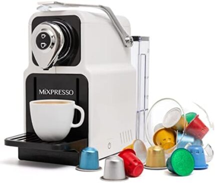 Mixpresso Espresso Machine for Nespresso Compatible Capsule, Single Serve Coffee Maker Programmable Buttons for Espresso Pods, Premium Italian 19 Bar High Pressure Pump 23oz 1400W (White)
