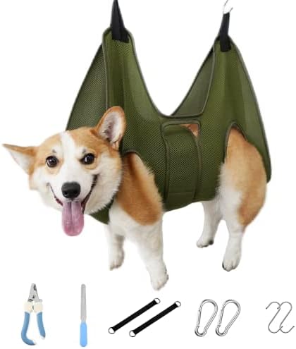Mklhgty Pet Dog Grooming Hammock Harness for Cats & Dogs, Breathable Dog Grooming Helper for Trimming Nail and Ear/Eye Care,with Dog Nail Clippers, Free Nail File