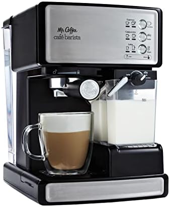 Mr. Coffee Espresso and Cappuccino Machine, Programmable Coffee Maker with Automatic Milk Frother and 15-Bar Pump, Stainless Steel,Silver
