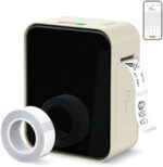 NGTeco Bluetooth Label Maker Machine with Tape, Portable Wireless Thermal Label Printer, Multiple Templates Font Icon for Home School Small Business Office Organizing (Beige)