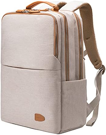 NOBLEMAN Backpack for women and man,Waterproof travel work Backpack, 15.6 Inch Laptop Backpack, Daypack, with USB (Beige plus)