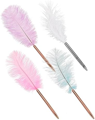 NUOBESTY Black Outfit 8 Pcs ballpoint artificial plume s pink suit white out s black outfit soft fluffy Lovely Stationery Girls Stationery Gift wedding gel Refill set quill