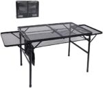Nice C Grill Table, Folding Camping Table, Card Table Adjustable Height & Width, Mesh Bag, Side-Pocket Lightweight, Carry Handle for Outdoor, Picnic, Beach, Indoor