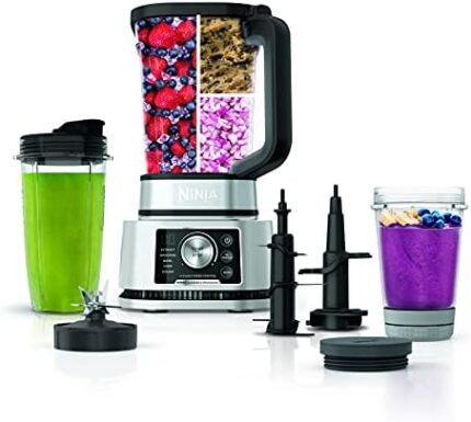 Ninja SS351 Foodi Power Blender & Processor System 1400 WP Smoothie Bowl Maker & Nutrient Extractor* 6 Functions for Bowls, Spreads, Dough & More, smartTORQUE, 72-oz.