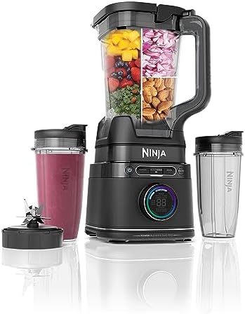Ninja TB301 Detect Duo Power Blender Pro + Single Serve, BlendSense Technology, Blender For Smoothies, Shakes & More, 1800 Peak Watts, 72 oz. Pitcher, (2) 24 oz. To-Go Cups, Black
