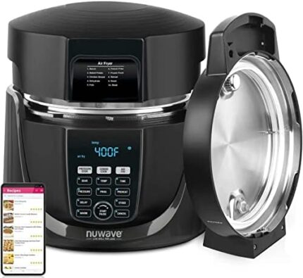 Nuwave Duet Pressure Cook and Air Fryer Combo Cook; Stainless Steel Pot & Rack; Non-Stick Air Fryer Basket; Steam, Sear, Saute, Slow Cook, Roast, Grill, Bake, Dehydrate, Pressure Cook & Air Fry