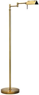 O’Bright Dimmable LED Pharmacy Floor Lamp, 12W LED, Full Range Dimming, 360 Degree Swing Arms, Adjustable Heights, Standing Lamp for Reading, Sewing, and Craft, ETL Listed, Antique Brass (Gold)
