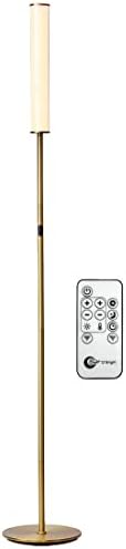 O’Bright LED Cylinder Floor Lamp with Remote Control, Full Range Dimming, Adjustable Color Temperature 3000K-6000K, Minimalist Standing Lamps for Living Room, Bedrooms and Office, Antique Brass