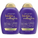 OGX Thick & Full + Biotin & Collagen Shampoo & Conditioner Set, (packaging may vary), Purple, 13 Fl Oz (Pack of 2)
