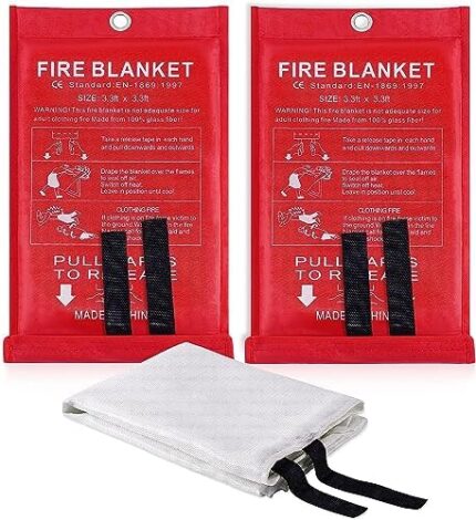 ONLEMY Fire Blanket - 2 Pack - 40" x 40" Emergency Fire Blanket for Home and Kitchen, Suppression Flame Retardant Emergency Fire Blanket for Camping, Grill, Kitchen, Home, Car, School, Warehouse