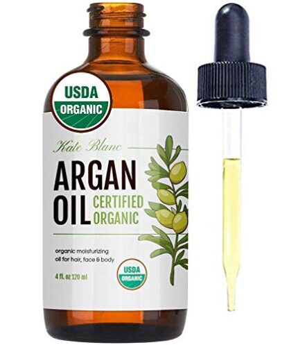 Organic Argan Oil from Kate Blanc. 100% Pure, Coldpressed, and USDA Certified Organic. Stimulate Growth for Dry and Damaged Hair. Skin Moisturizer. Nails Protector (Light 4oz)