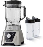 Oster BLSTTS-CB2-000 Pro Blender with Texture Select Settings, 2 Blend-N-Go Cups and Tritan Jar, 64 Ounces, Brushed Nickel