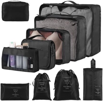 Packing Cubes 10 Sets Luggage Packing Organizers for Travel Accessories，Cenivi Travel Essentials，Including Waterproof Shoe Storage Bag Convenient Packing Pouches Clothing Underwear Bag for Traveller