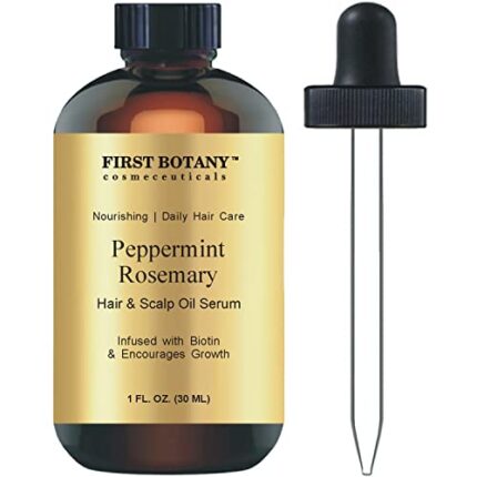 Peppermint Rosemary Oil Encourages Hair Growth - Scalp & Hair Strengthening Hair Serum With Biotin, Nourishing Treatment for Split Ends, Dry Scalp, Safe for All Hair Types and Hair Care, Fights Hair Loss, 1 fl oz