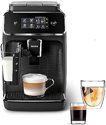 Philips 2200 Series Fully Automatic Espresso Machine - LatteGo Milk Frother, 3 Coffee Varieties , Intuitive Touch Display, Black, (EP2230/14)