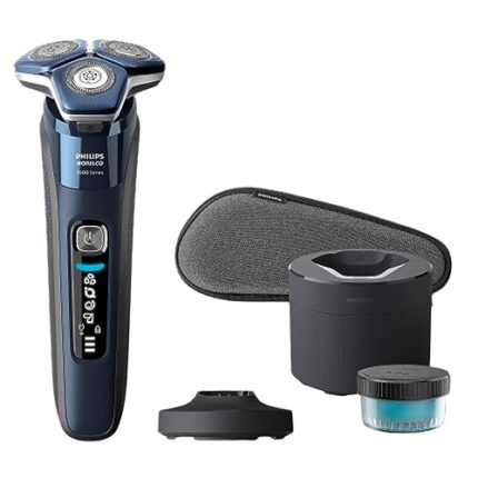 Philips Norelco Exclusive Shaver 7800, Rechargeable Wet & Dry Electric Shaver with SenseIQ Technology, Quick Clean Pod, Charging Stand, Travel Case and Pop-up Trimmer, S7885/85