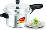 Pigeon 5 Quart Pressure Cooker, Olla de Presion, Gas & Induction Compatible, Pressure Pot for Instant Cooking of Veggies, Soup, Meat, Rice & Legumes, Indian Pressure Cooker 5 Liters, Aluminum, Silver