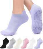Pilates Socks with Grips for Women, Non Slip Grip Socks for Yoga, Barre, Ballet, Dance, Barefoot Workout, Hospital