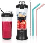 Portable Blender, VKYOZVA Personal Blender for Shakes and Smoothies, 20 OZ Mini Blender with 6 -leaf Sharper Blades, USB Rechargeable Blender Travel Lid with 2 Straws For Home, Kitchen, Office, Gym