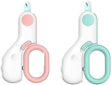 Poxaqew 2Pcs Cat Nail Clippers, with LED Lights, Avoid Excessive Cutting, Professional Beauty Care Tools, Suitable for Small Pets Such as Cats and Rabbits,Dog,Bird(Pink/Blue)