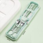 Professional Nail Clipper Pedicure Set，Manicure Set Personal Care, Nail Clipper Kit,Nail Tools with Luxurious Travel Case, Gifts for Men Women Family Friend,Green (7 Pieces)