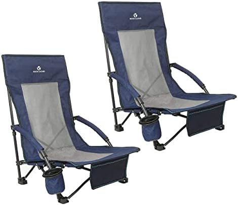 ROCK CLOUD 2 pz. Portable Folding Beach Chair Low Camping ROCK CLOUD 2 pz. Portable Folding Beach Chair Low Camping Chairs for Camp Lawn Hiking Sports Hunting, Navy
