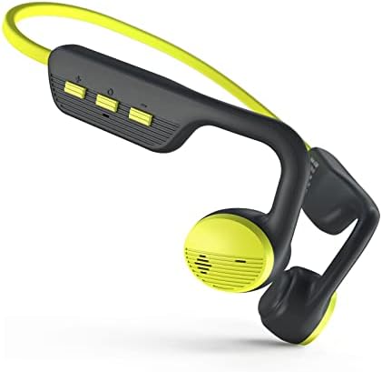 RR SPORTS Open Ear Headphones Bluetooth, Air Conduction Headphones Wireless with Built-in 32G Memory, 24 Hrs Playtime Sport Headset with Mic for Running, Cycling, Driving (Grey & Green)
