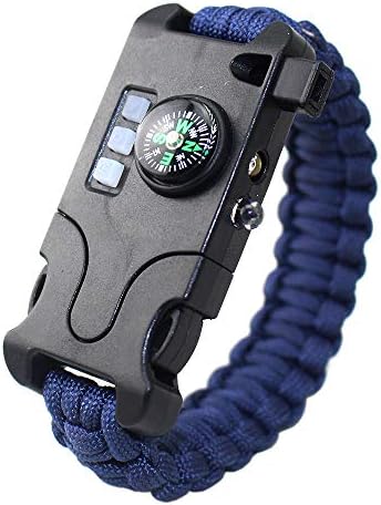 Rechargeable All in 1 Paracord Bracelet, 2019 New 7 String Woven Sports Survival Parachute Cord Wristband Gear Kit with Emergency First Aid Multi-Tool Accessories for Outdoor Wilderness Adventure