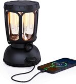 Rechargeable Battery Powered Camping Lantern, 100% Dimmer 2 Lighting Modes, Solar Lantern with Hand Crank, Long Battery Life, USB Charging Port, Waterproof Camping Lamp for Emergency/ Hiking/ Fishing