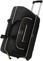 Rolling Duffle Bag with Wheels 21", BAGSMART Carry-on Luggage Large Travel Bag with Shoes Compartment, Weekender Overnight Bag for Travel, Business Trips(Black)