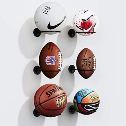 S SUCHEK Basketball Holder Wall Mount, Ball Holder Wall Mount, Ball Display Wall Storage for Basketball, Soccer Ball, Volleyball, Football, Rugby